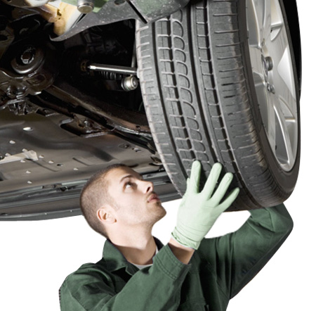 man installing tire